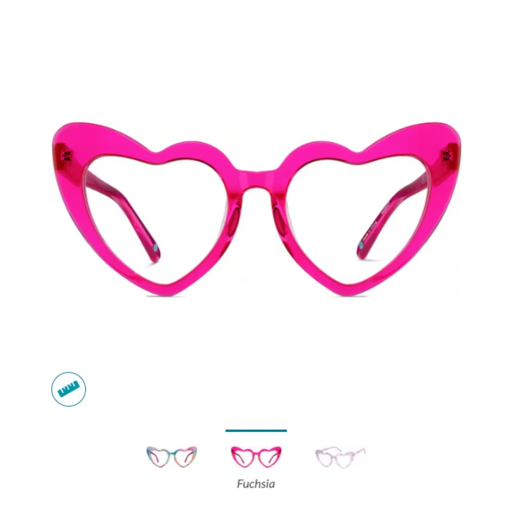 Zenni Apfel of My Eye translucent magenta/fuschia/pink oversize heart eyeglasses